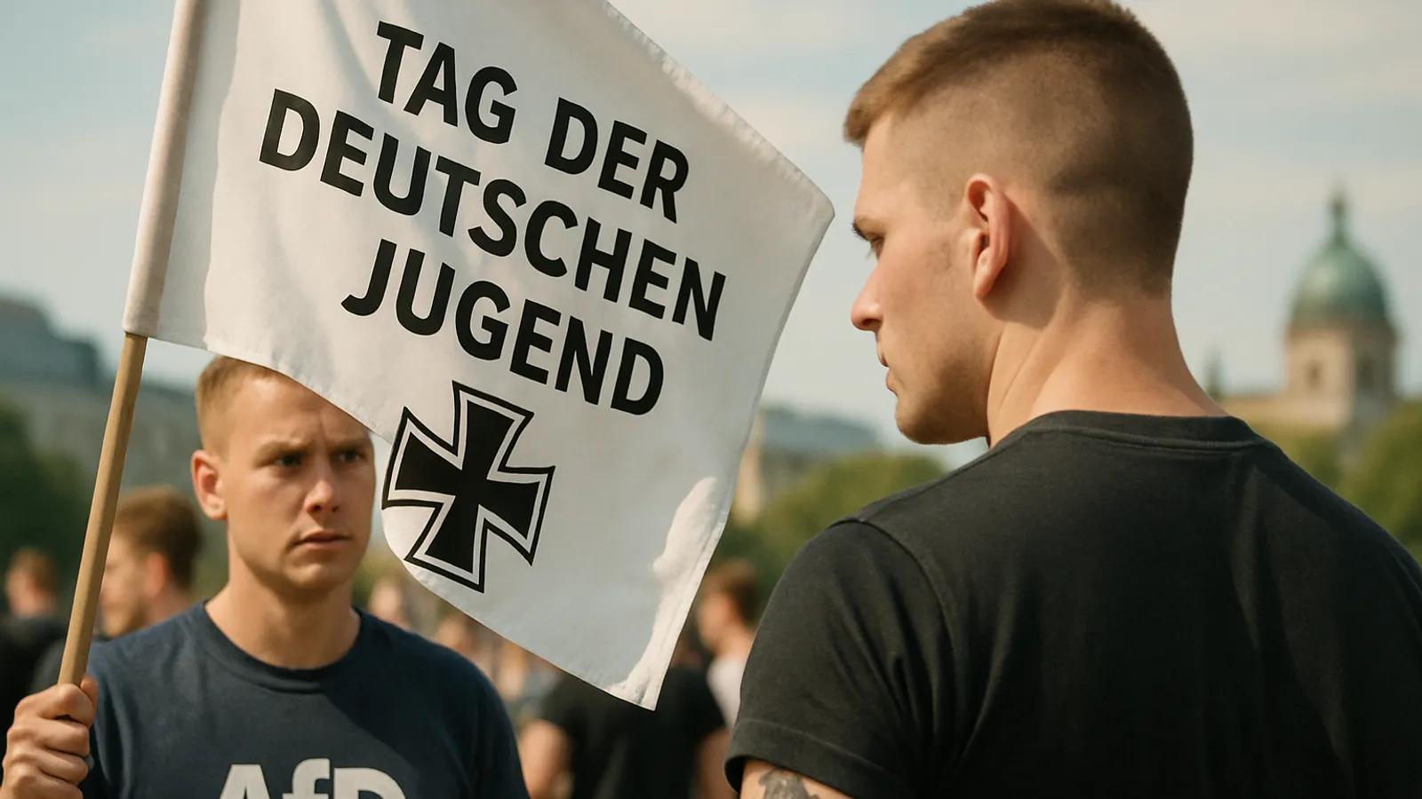 Hand-grenade tattoos and right-wing symbols: How the AfD youth wing celebrated the “Day of German Youth.”