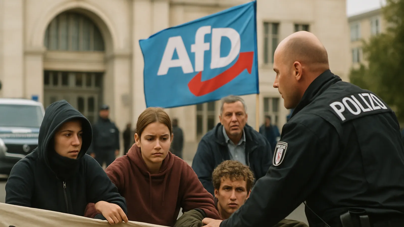 Aktivisten haben Blockaden gegen den AfD-Bundesparteitag in Erfurt gestartet.