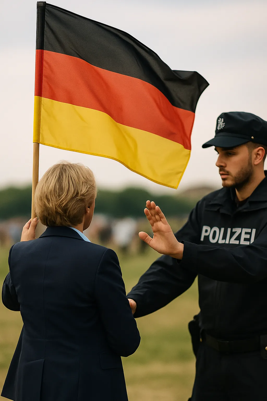 Beatrix von Storch schwenkte eine Deutschlandfahne, Polizei schritt ein.