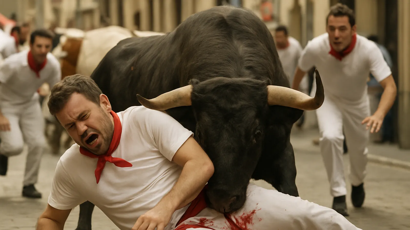 Bei der Stierhatz in Pamplona gab es Verletzte durch Hornstöße.