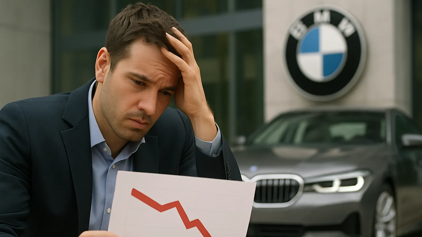 BMW reports a profit slump of more than a third.
