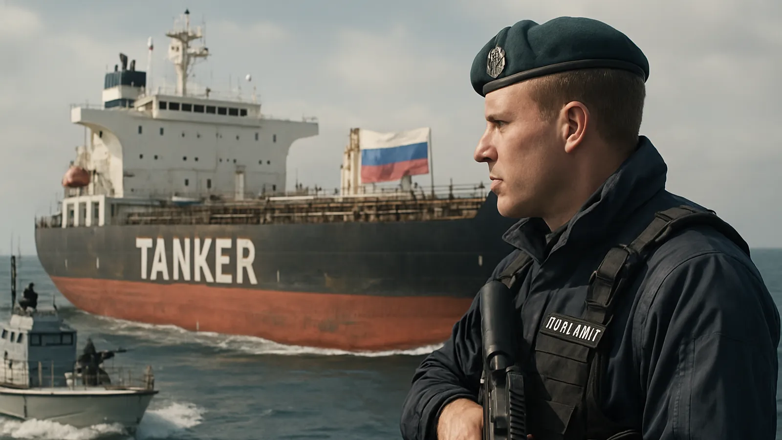 Britische Streitkräfte stoppen russischen Öltanker im Ärmelkanal.