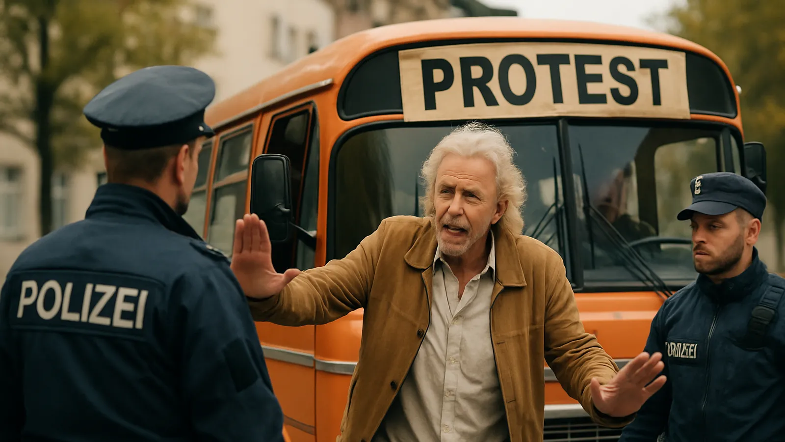 Chemnitzer Polizei will mit Thomas Gottschalk Protestbus stoppen und scheitert mehrfach