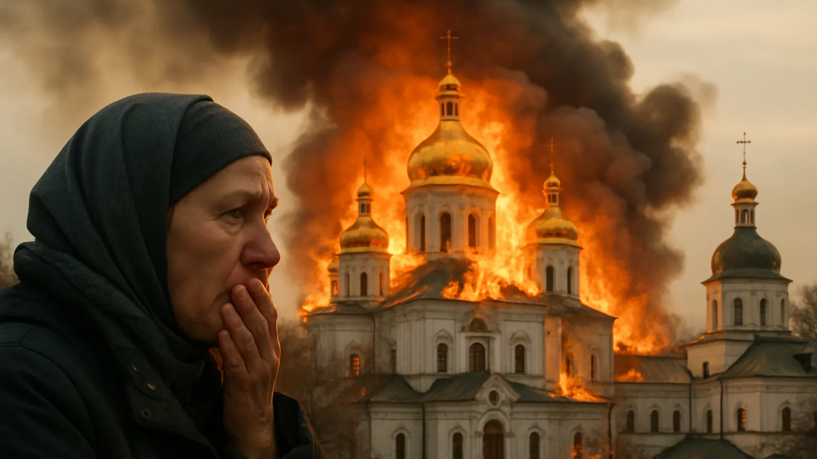 Das berühmte Höhlenkloster in Kiew steht nach russischen Angriffen in Flammen.