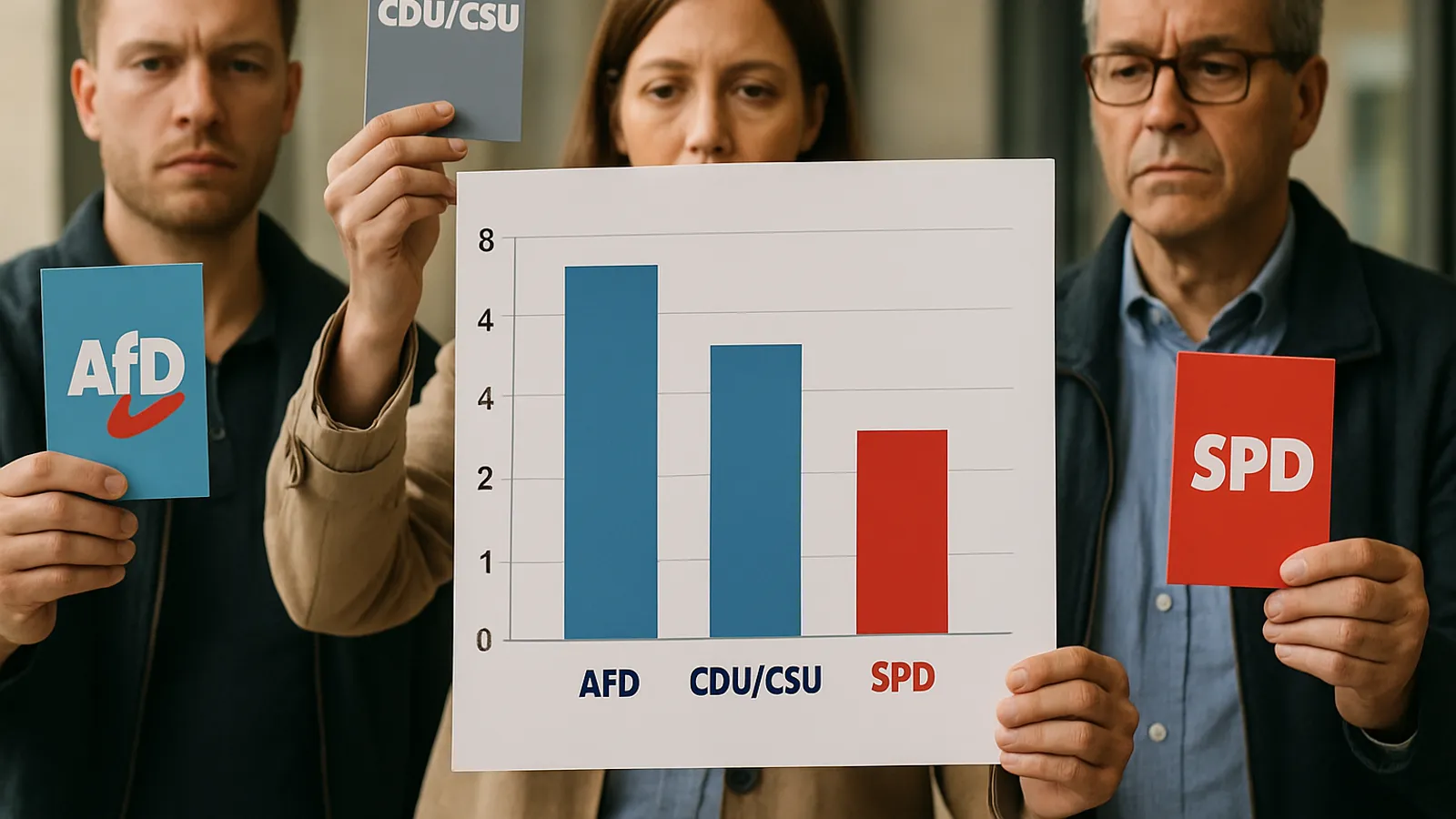 Die AfD hat einen Vorsprung von vier Punkten auf die Union, während die SPD leicht zulegt.