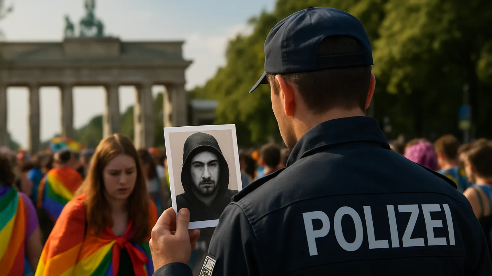 Die Polizei sucht nach einem Verdächtigen, der mit einem Angriff auf die Berliner Pride in Verbindung steht.