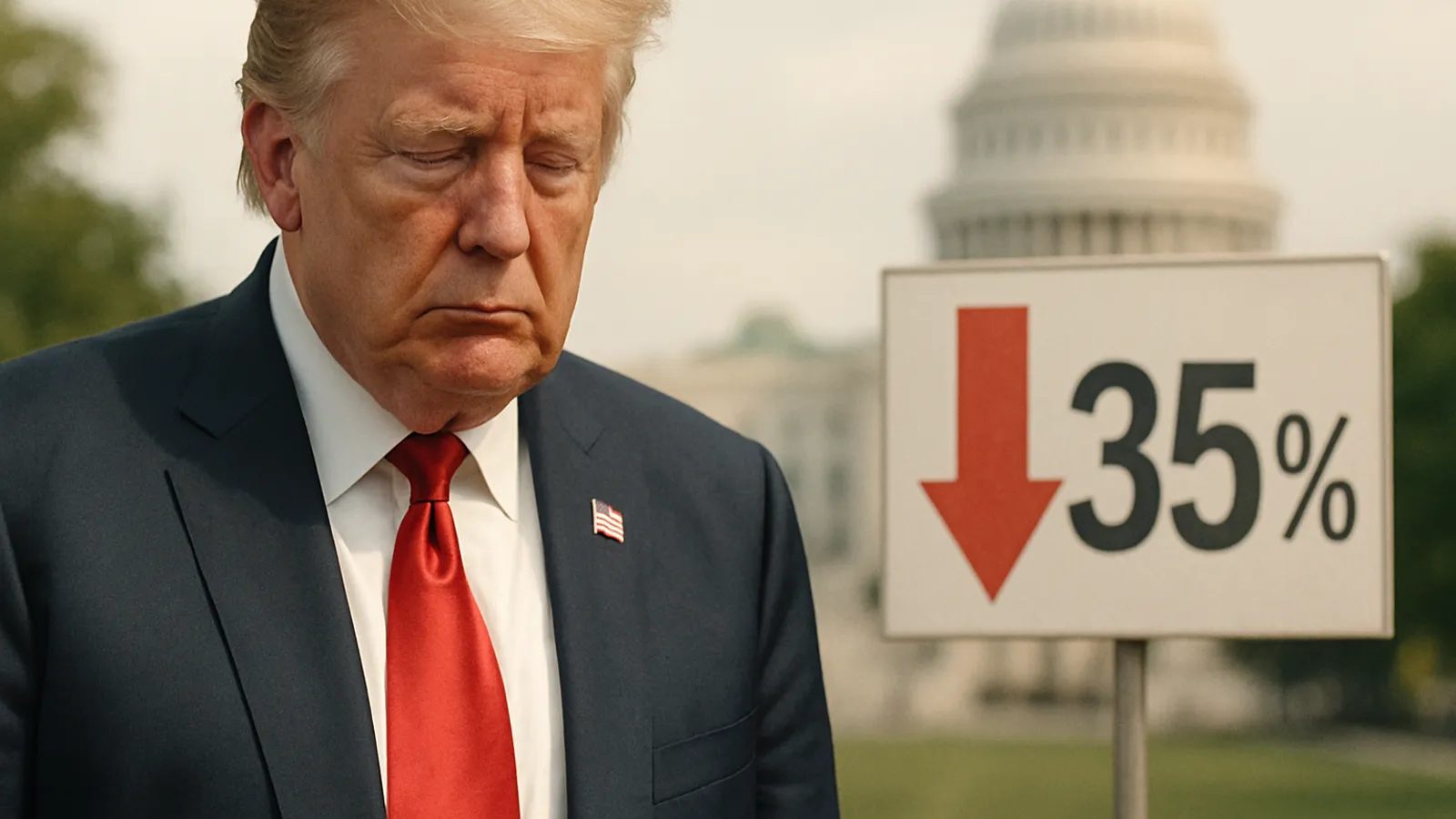 Die Zustimmung für Donald Trump sinkt laut Umfrage auf 35 Prozent.