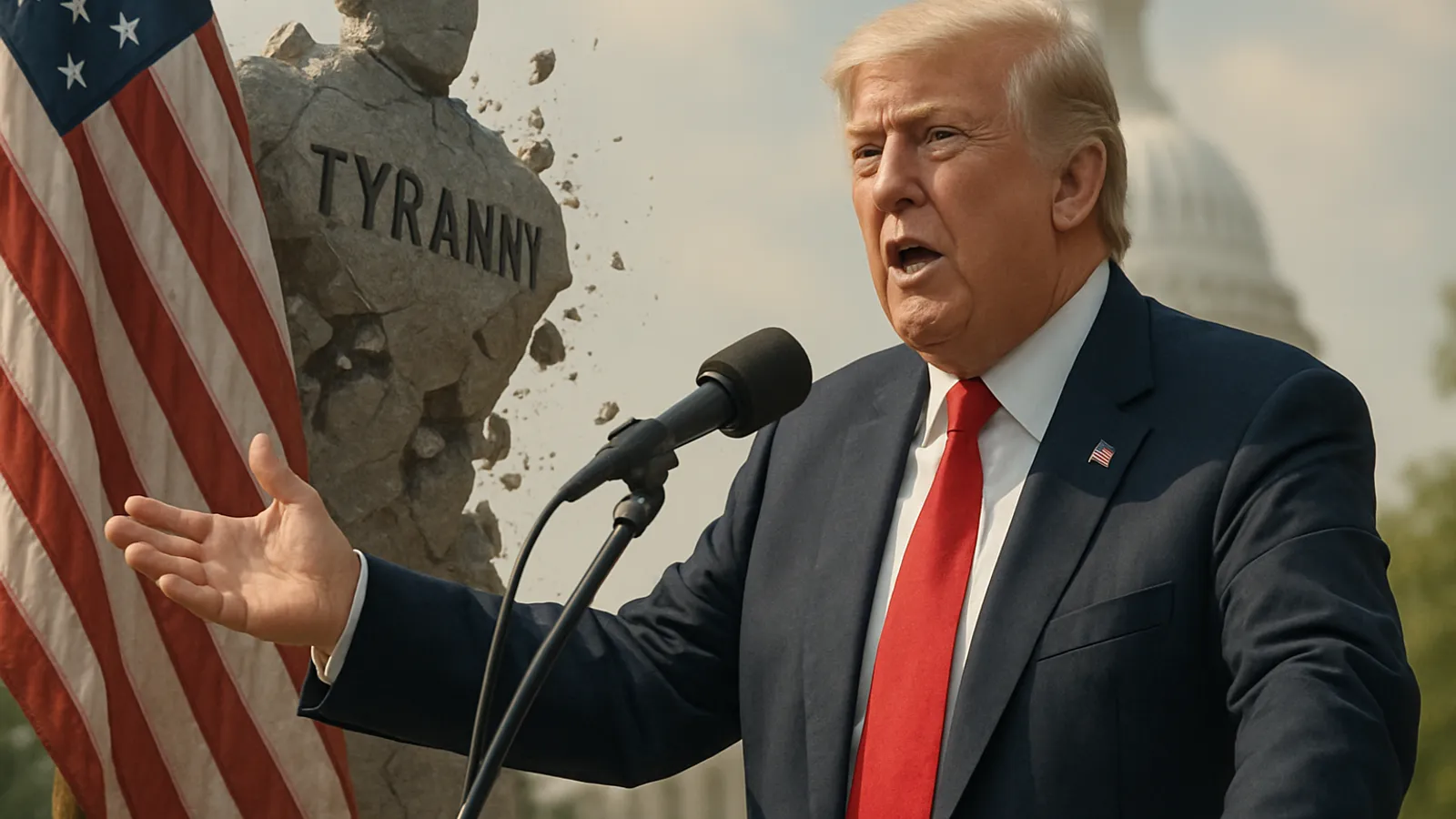 Donald Trump beschwört den Triumph der Freiheit über die Tyrannei anlässlich des 250. Jahrestages der USA.