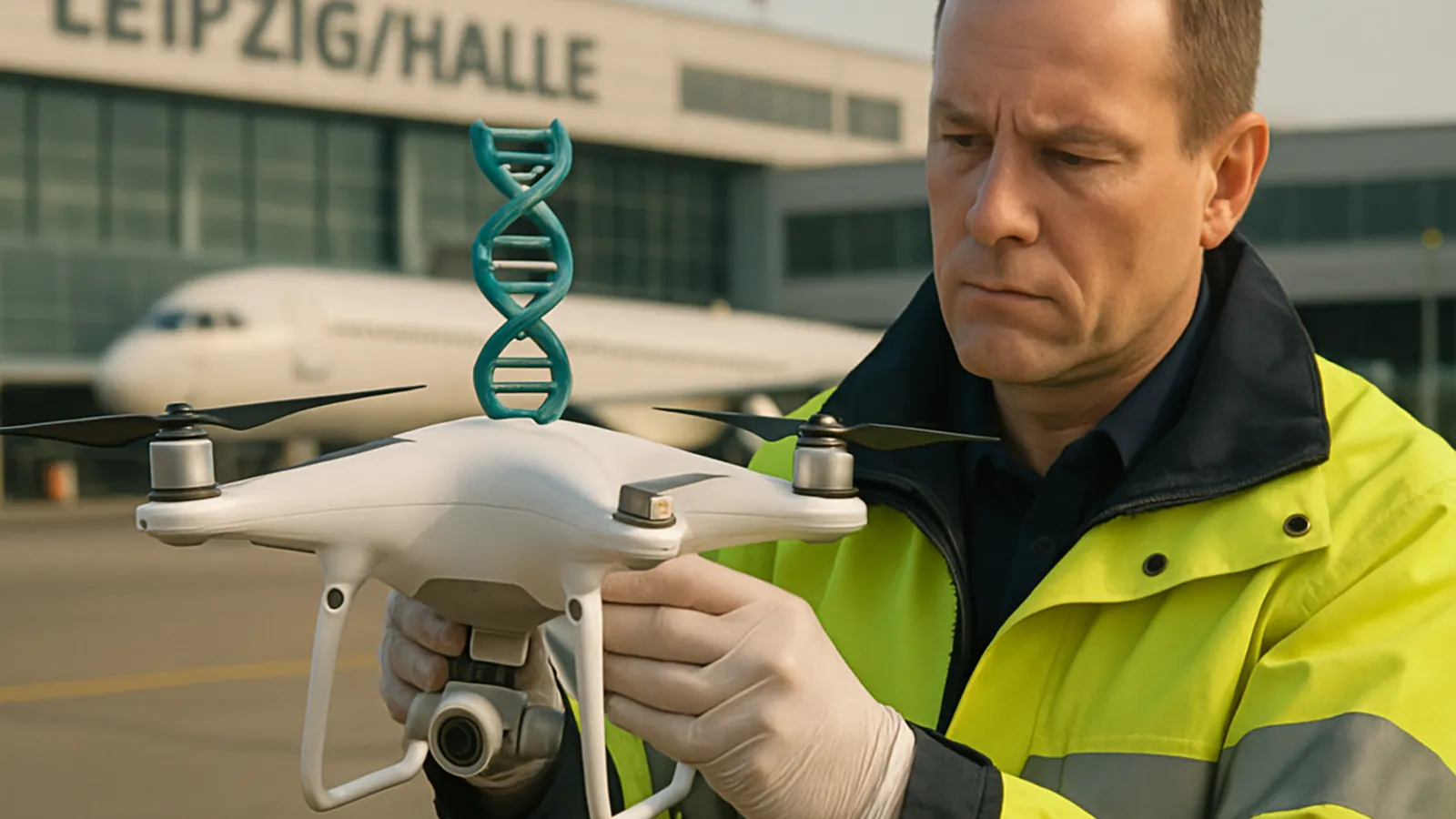 DNA was found on a drone at Leipzig/Halle Airport.