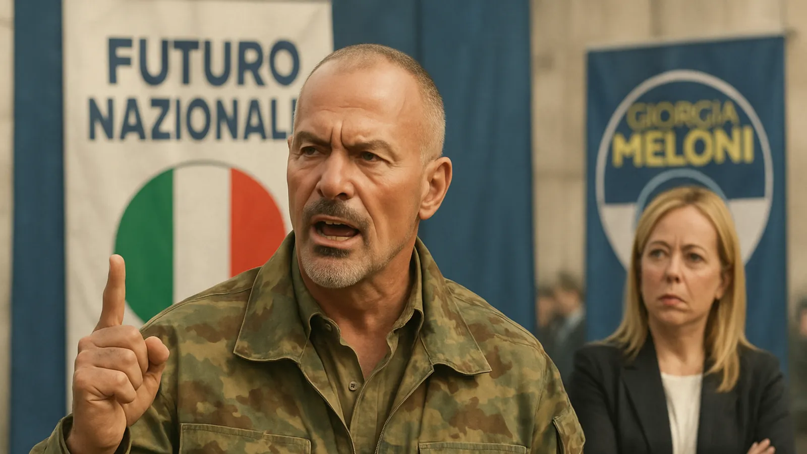 Ein Ex-General, Roberto Vannacci, drängt mit seiner Partei Futuro Nazionale Giorgia Meloni.