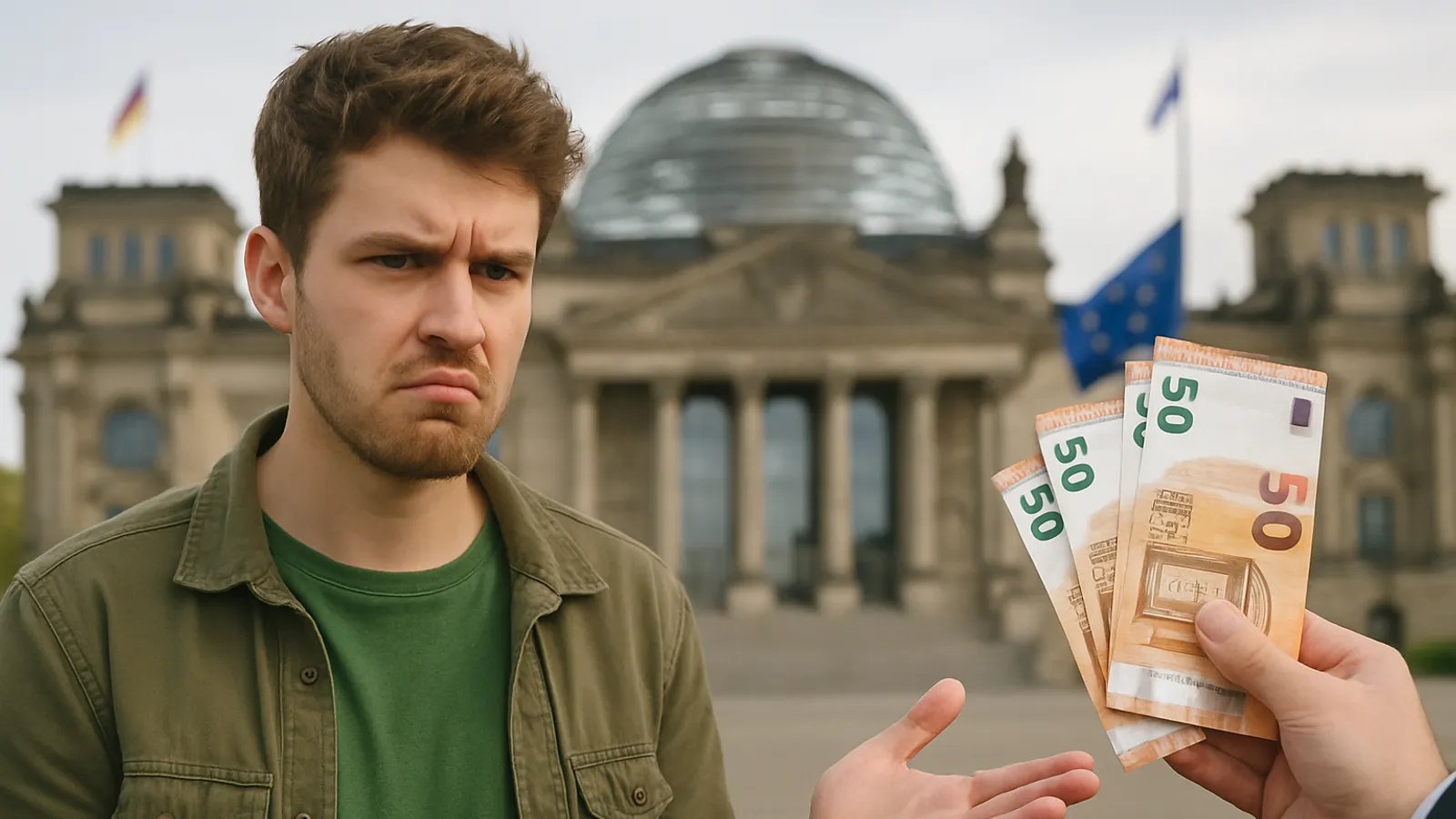 Ein Jung-Grüner äußert sich verärgert über die Regierung und behauptet, sie würde sein Geld verzocken.