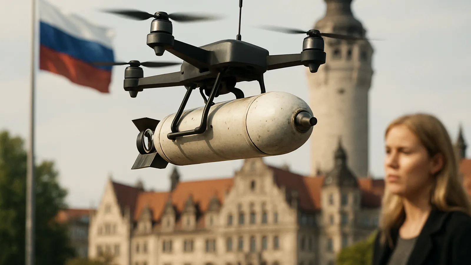 US-Berichte: Die Sprengstoff-Drohne am Flughafen Leipzig/Halle könnte Russland zuzuordnen sein.