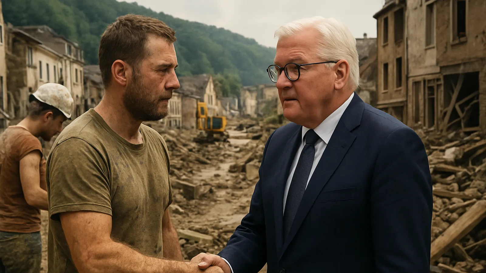 Frank-Walter Steinmeier würdigt den Zusammenhalt und die Solidarität nach der Flutkatastrophe im Ahrtal.