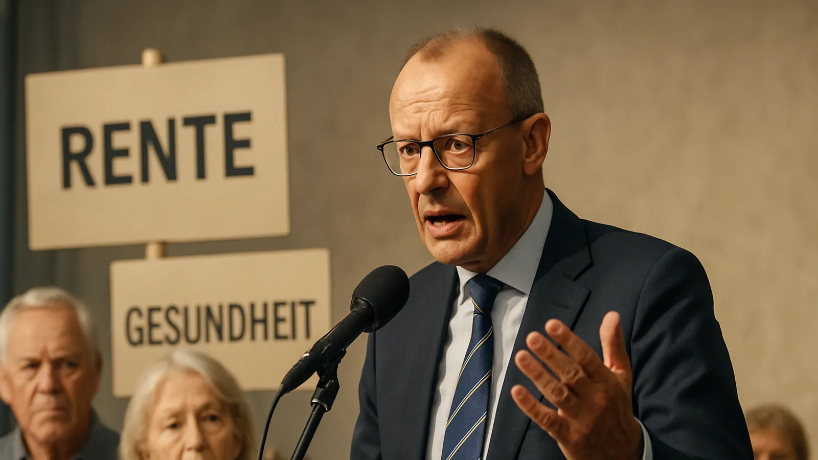 Friedrich Merz versucht, die Bevölkerung für Reformen bei Rente und Gesundheit zu begeistern.