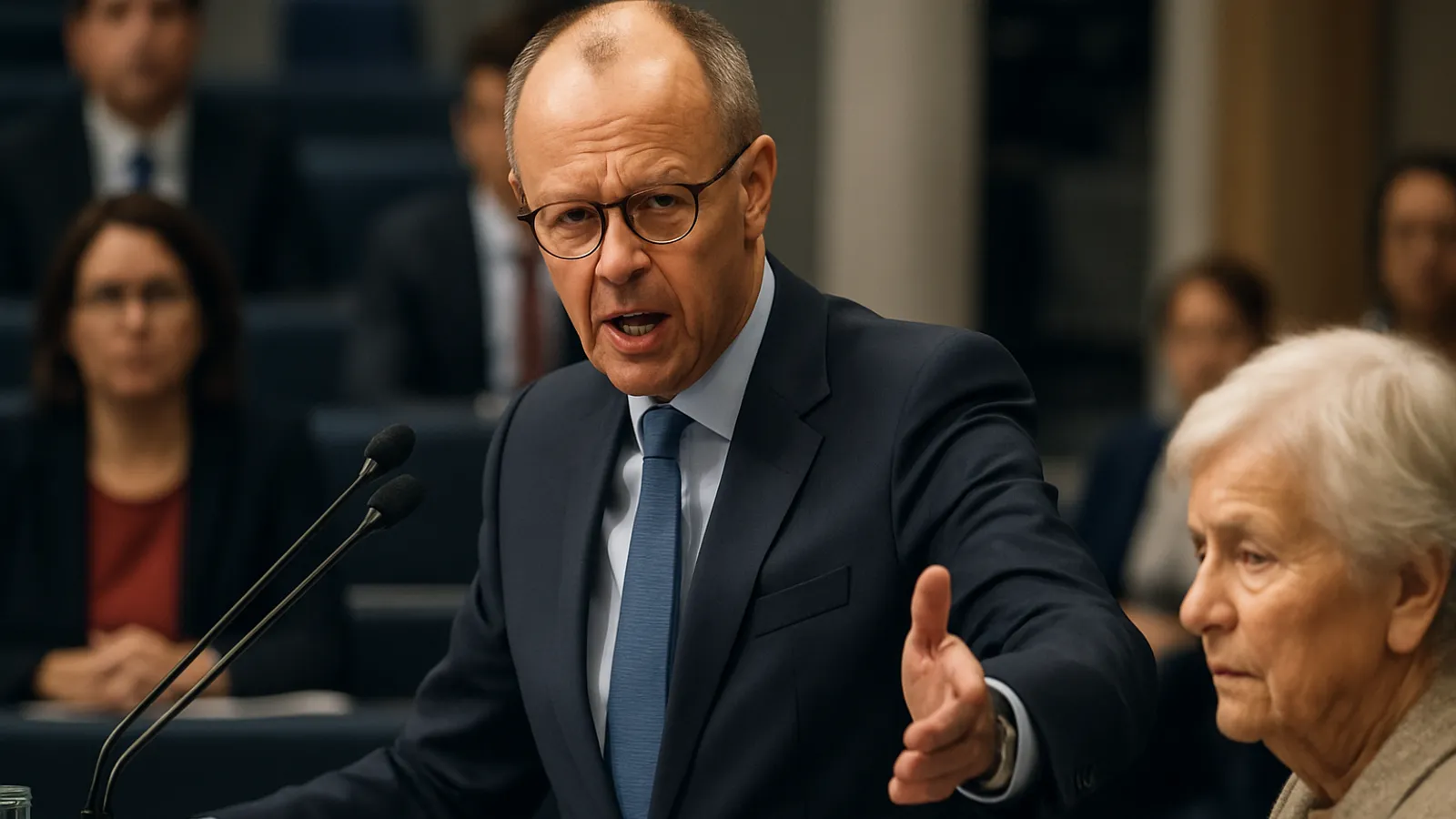 Friedrich Merz verteidigt Reformvorschläge im Bundestag und spricht von einem großen Schritt für die Altersversorgung.