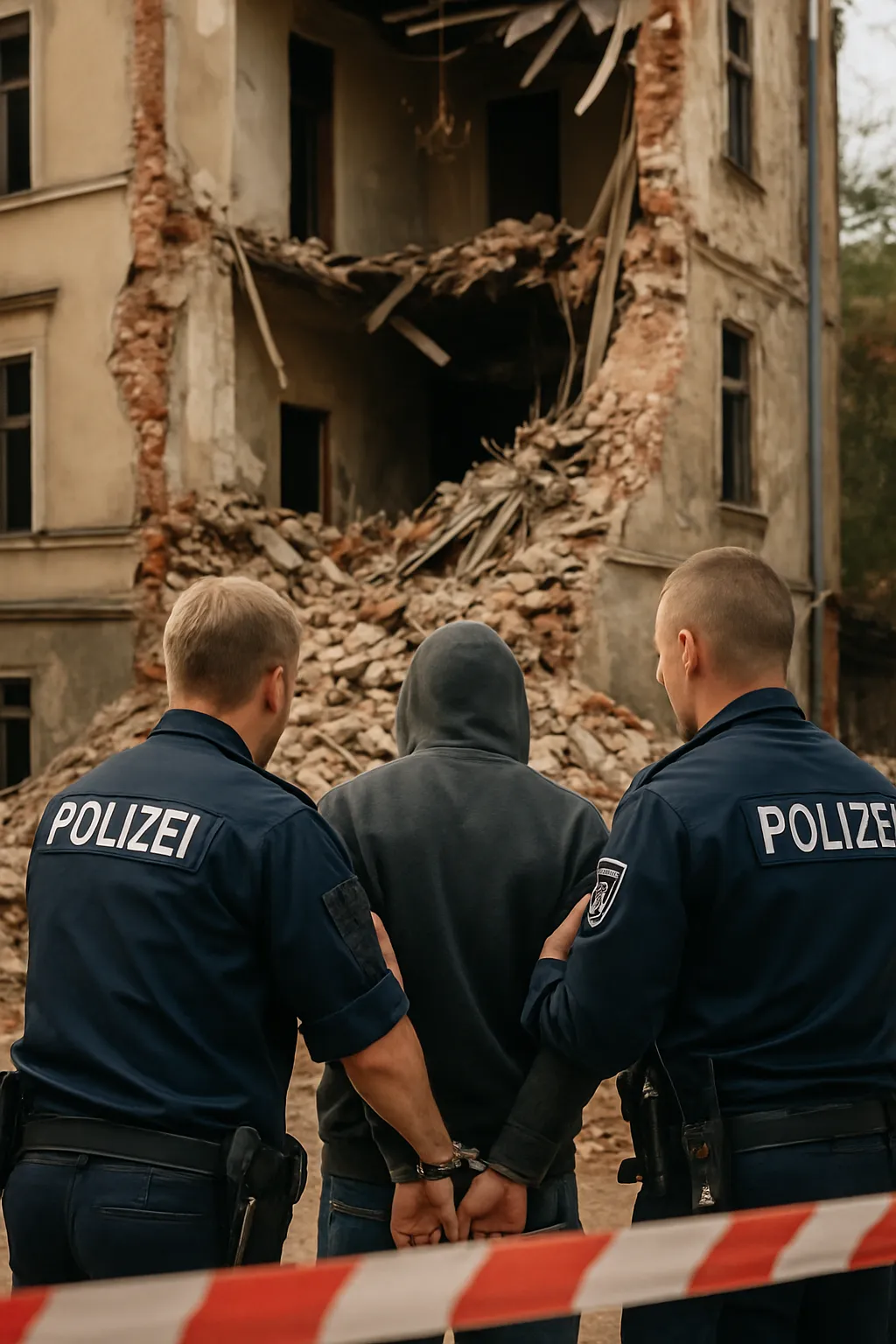 In Görlitz wurden zwei Personen nach Hauseinsturz festgenommen.