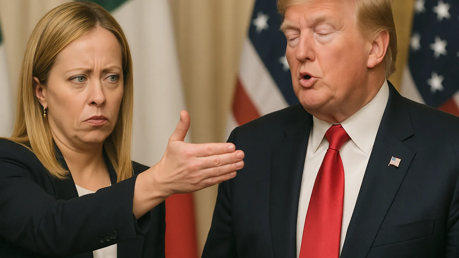 Giorgia Meloni hat Trump beschuldigt, eine Geschichte über sie erfunden zu haben.