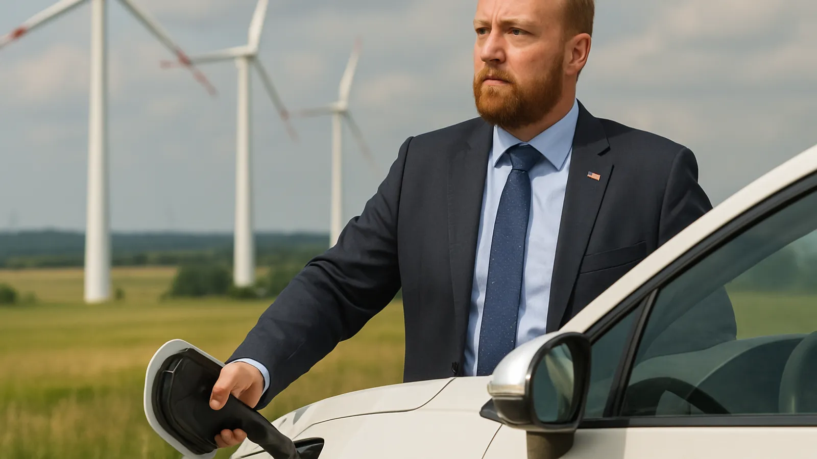 Hannes Loth, AfD-Bürgermeister, fährt elektrisch und will Windräder bauen.