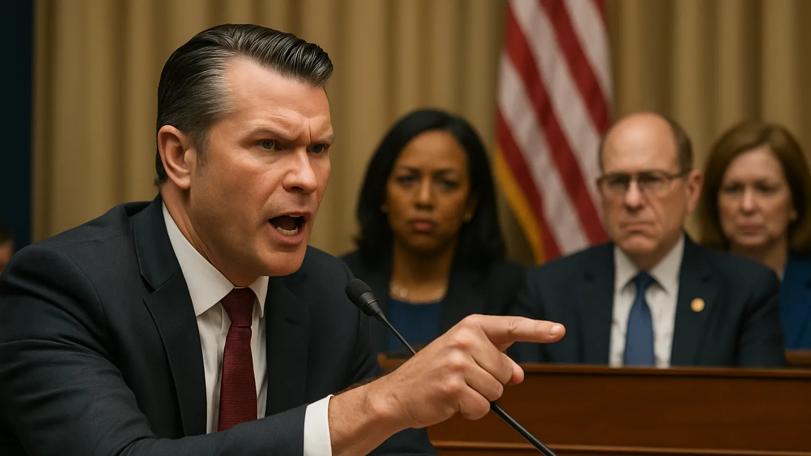 Hegseth hat während einer Anhörung die Demokraten angegriffen und ihnen die Verantwortung zugeschoben.