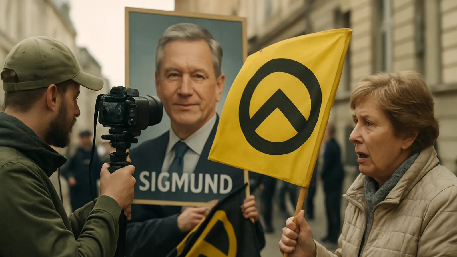 Identitäre produzieren Bilder für Siegmunds Wahlkampf.