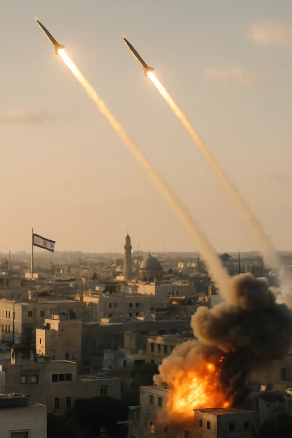 Iran feuert Raketen auf Israel trotz Waffenruhe, Israel reagiert mit Luftangriffen.