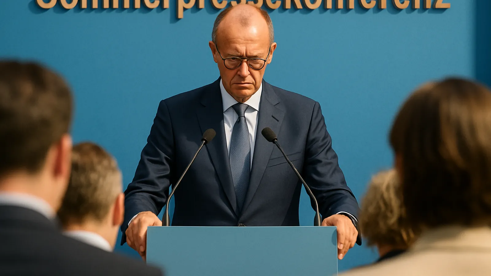 Kanzler Merz hält eine Sommer-Pressekonferenz.