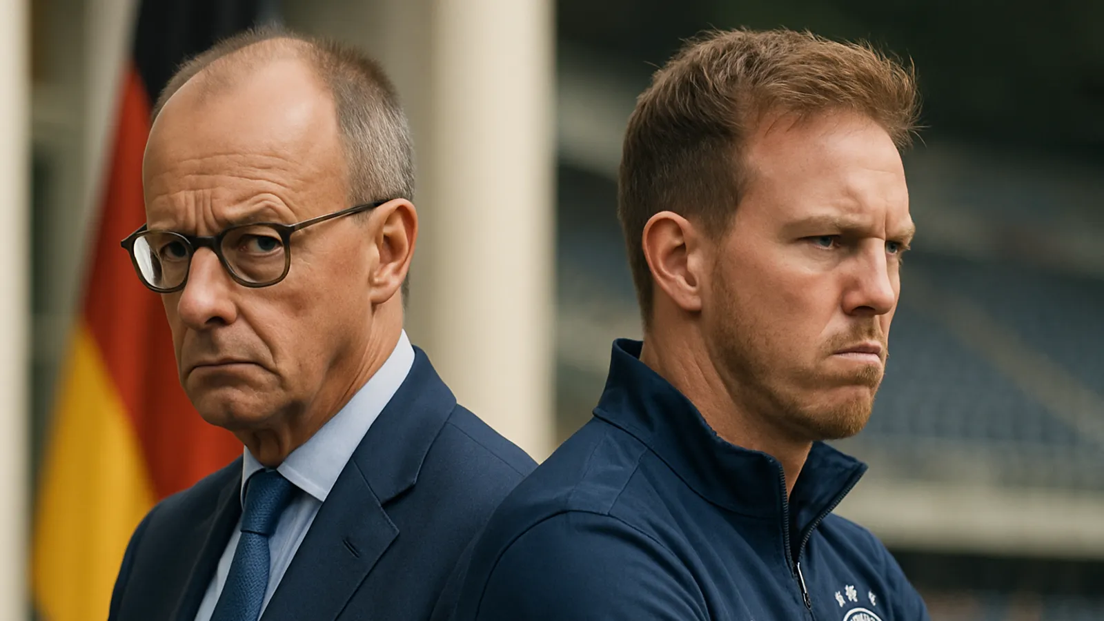 Kanzler Merz und Bundestrainer Nagelsmann sind sich fremd.
