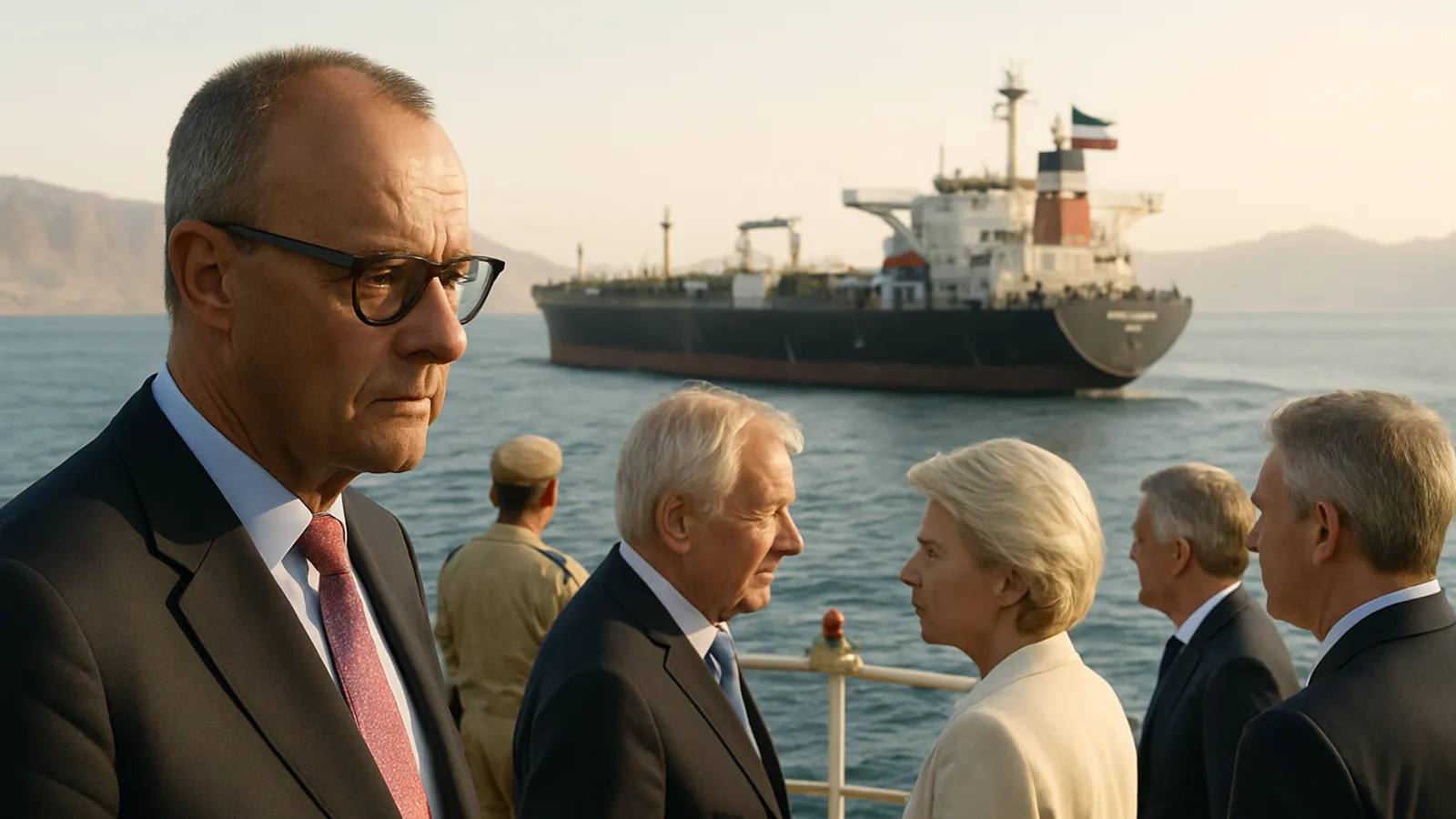 Merz und europäische Politiker sichern Straße von Hormus nach Iran-Deal.