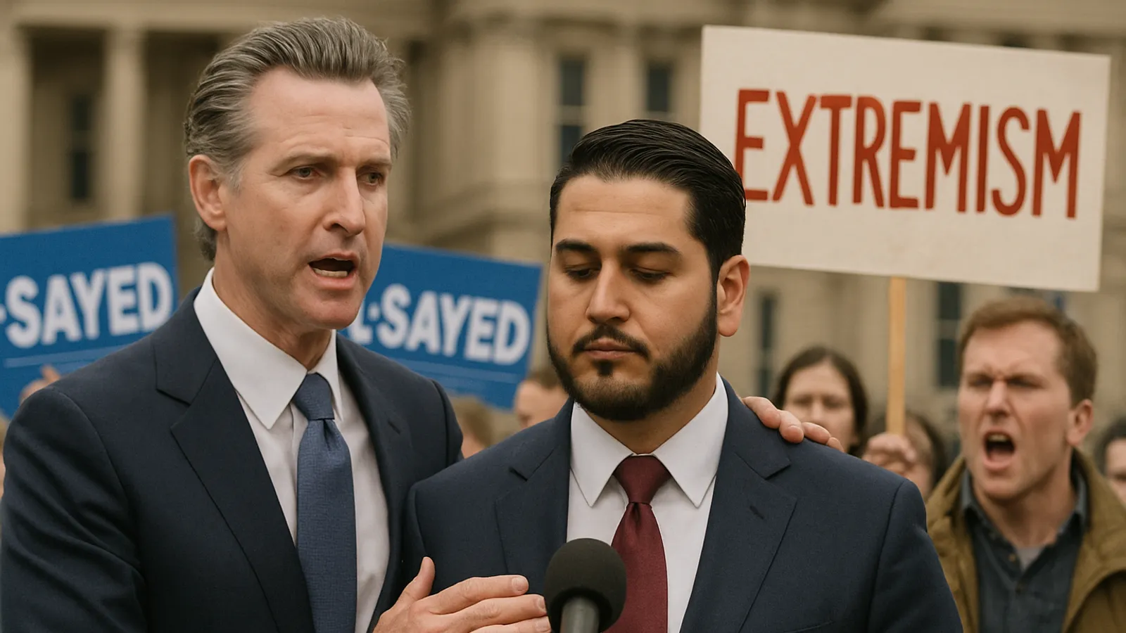Newsom unterstützt el Sayed in Michigan und tritt gegen eine 'extremistische' Erzählung auf.