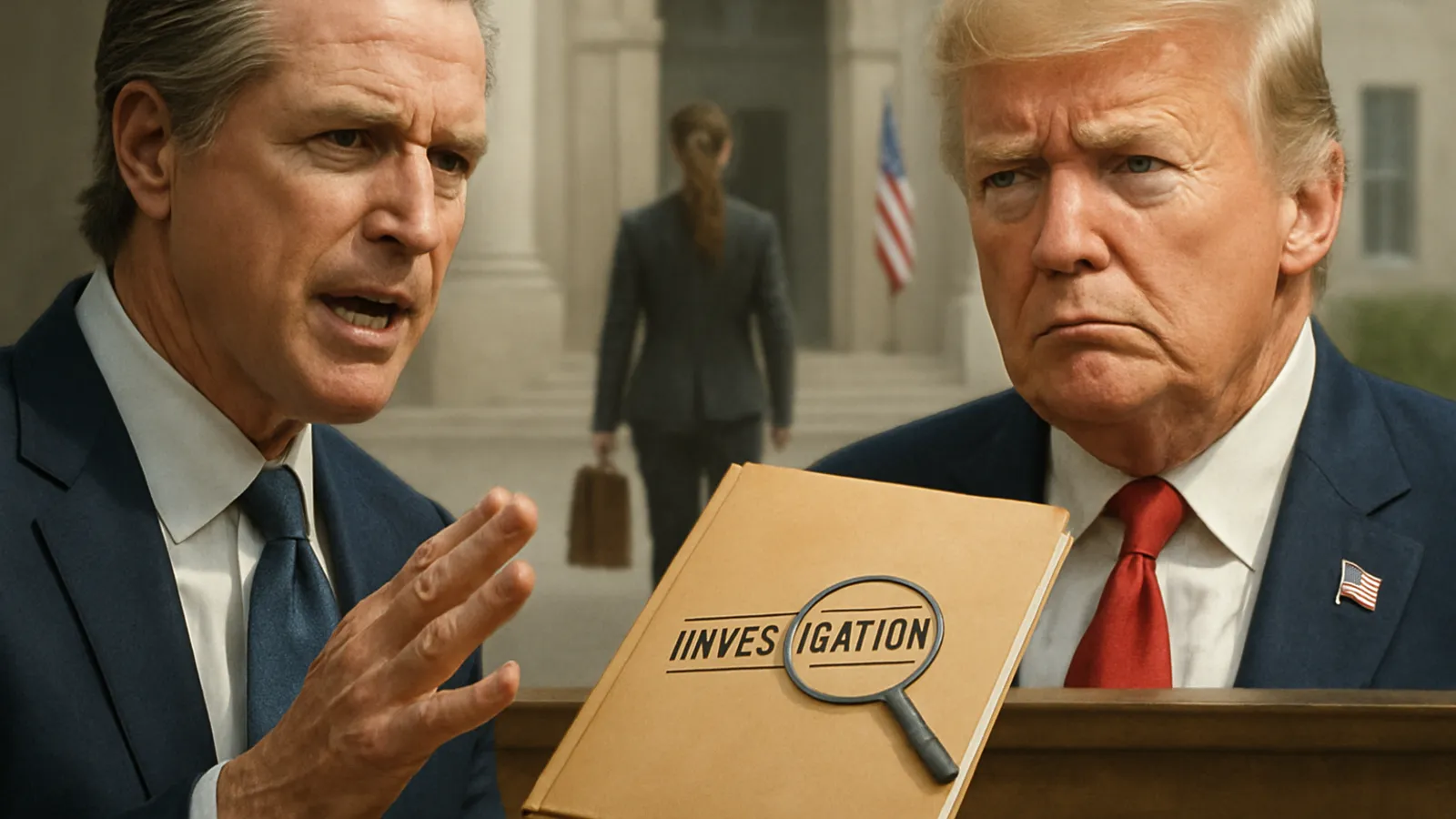 Newsom wirft Trump politisch motivierte Ermittlungen als Rachefeldzug vor.