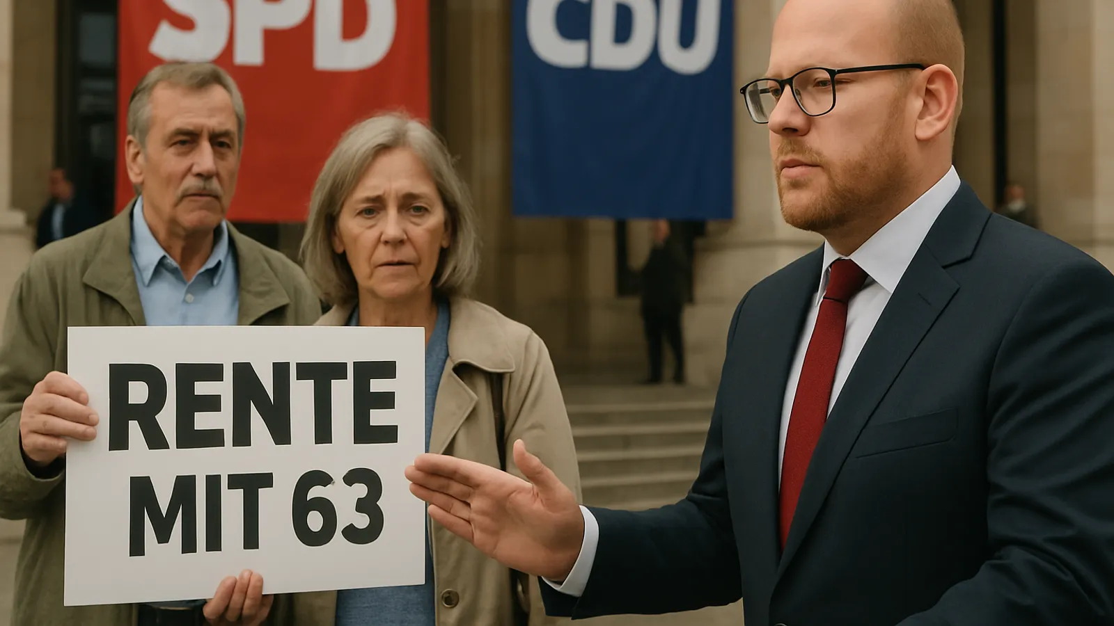 Germany’s SPD general secretary backs a CDU proposal to preserve unreduced pensions after 45 years of contributions.