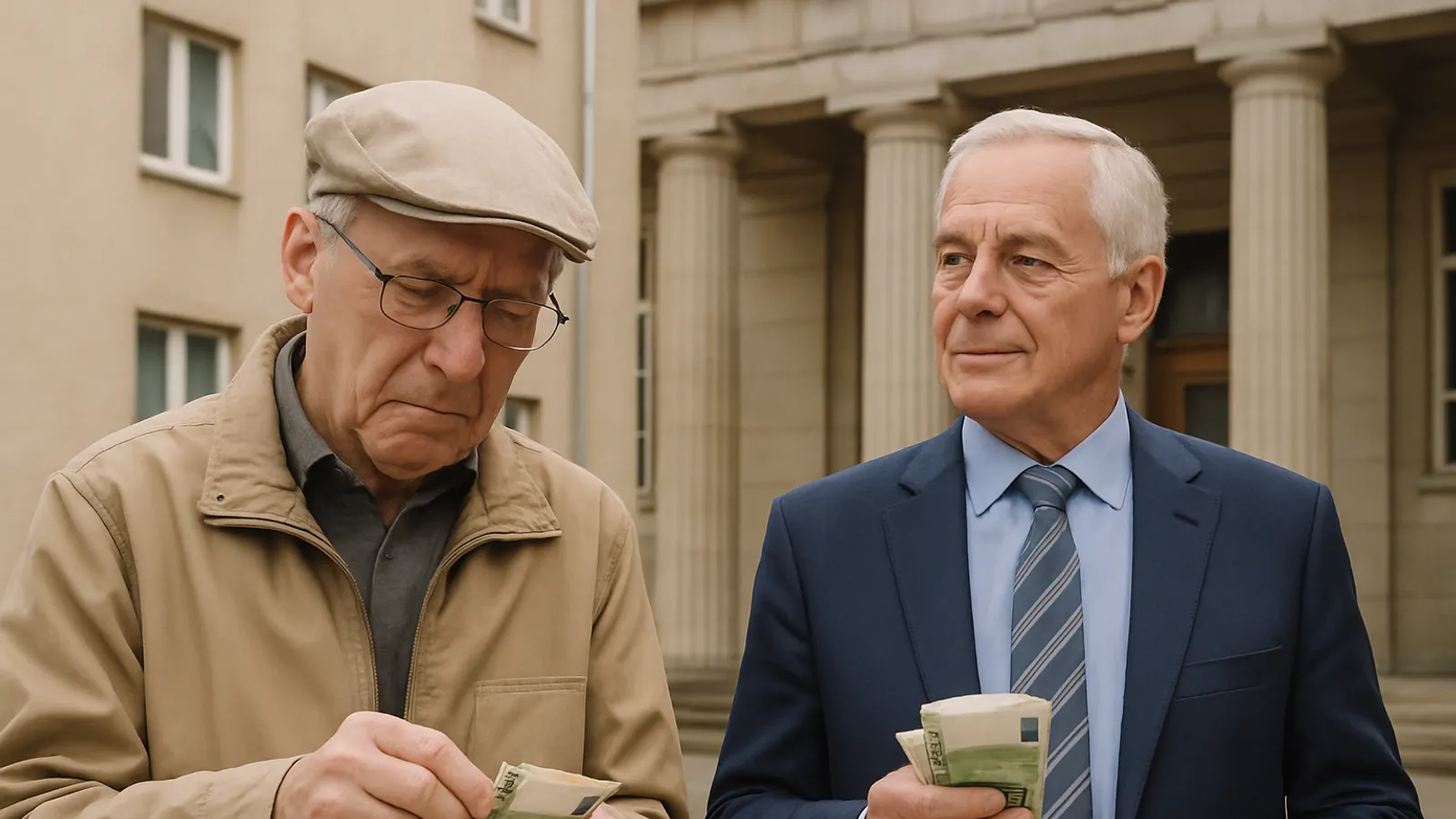 Rentner bekommen deutlich weniger als Pensionäre.