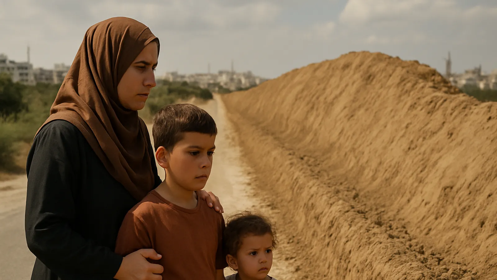 Satellitenbilder zeigen einen Erdwall im Gazastreifen, der 23 Kilometer lang ist.