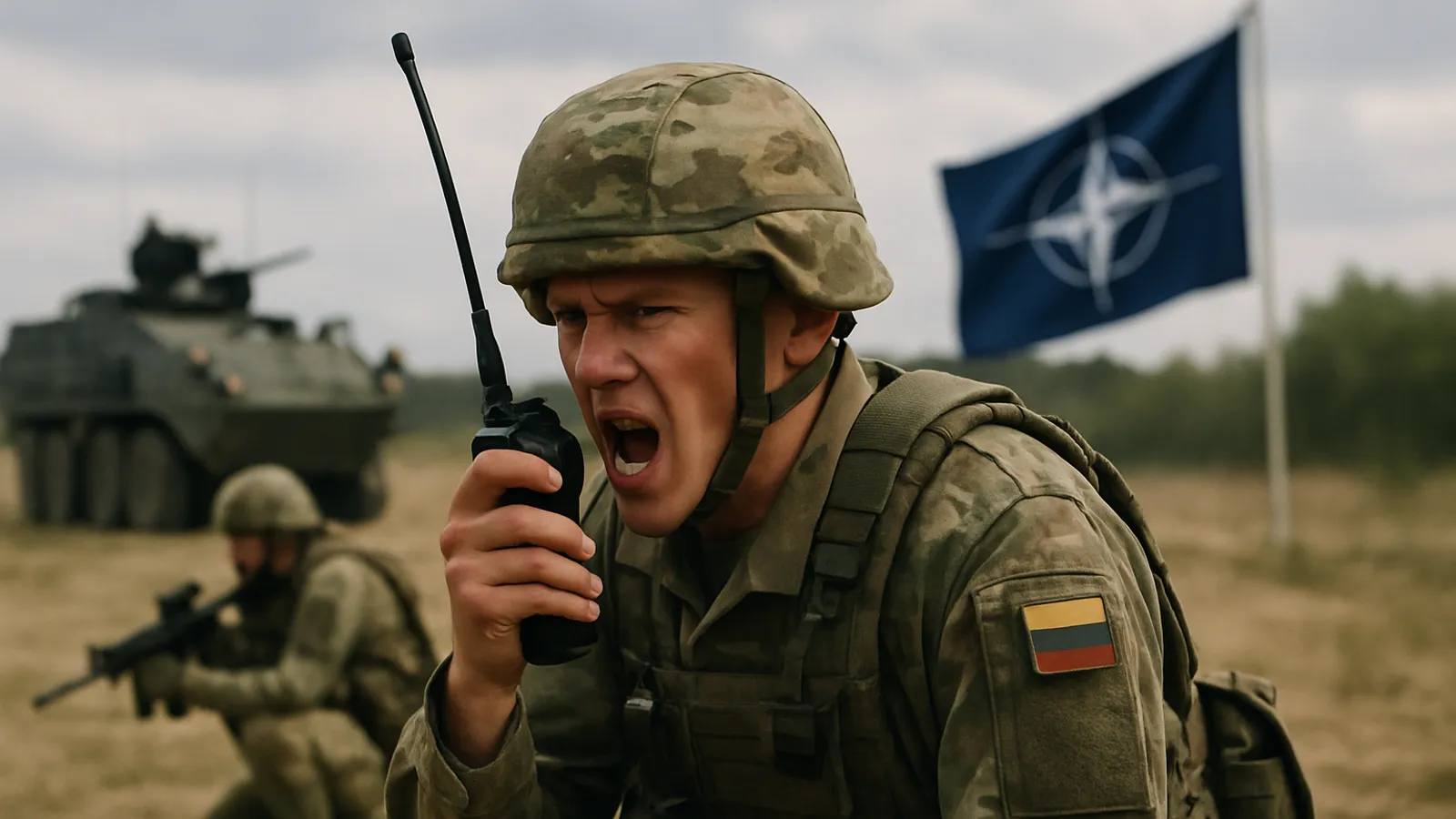 Soldat Philip ruft bei einer NATO-Übung in Litauen mehrfach 'Angriff' per Funk.