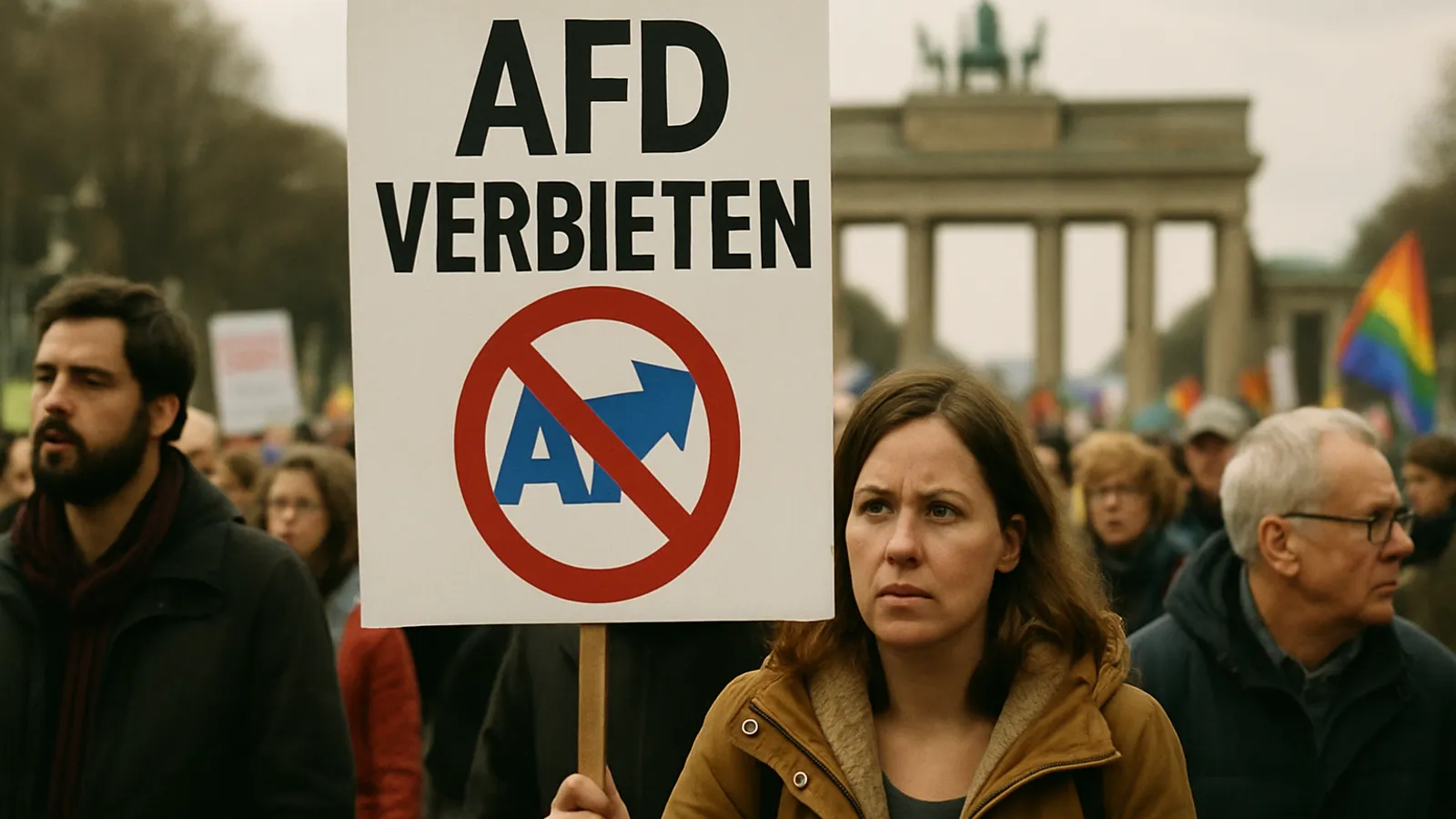 Tausende Menschen gehen für ein AfD-Verbotsverfahren auf die Straße.
