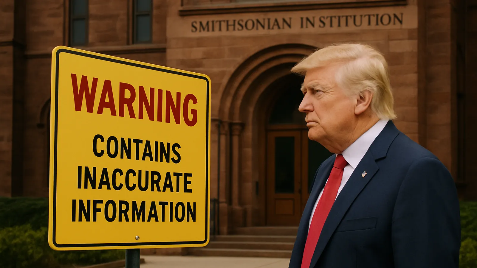 Trump hat angeordnet, Schilder außerhalb des Smithsonian-Museums aufzustellen, die vor "ungenauen" Informationen warnen.