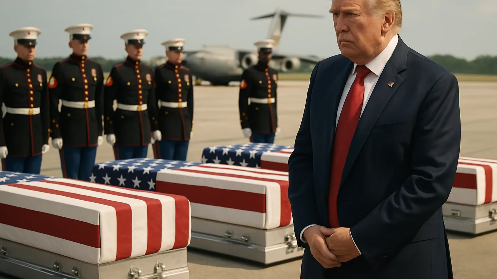 Trump hat die würdige Überführung von vier gefallenen US-Soldaten geleitet.