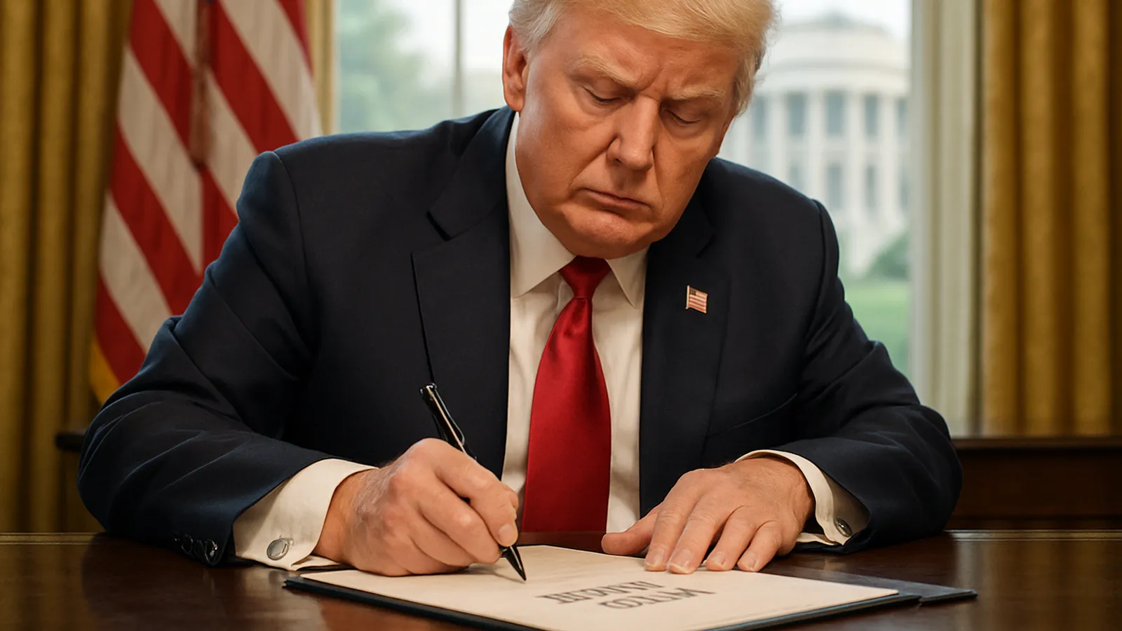 Trump hat im Weißen Haus Exekutivverordnungen unterzeichnet.