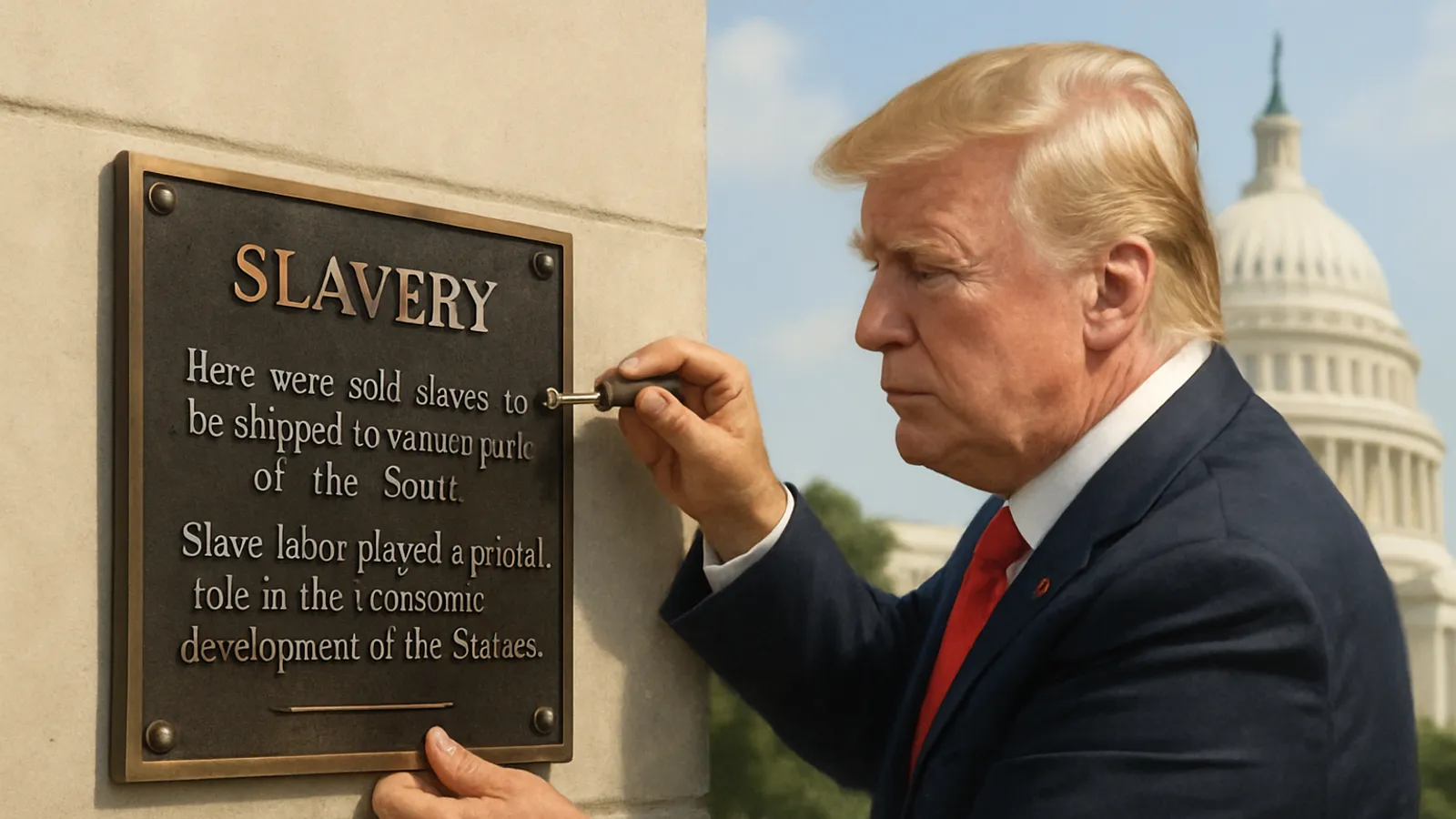 Trump-Regierung muss Tafeln über Sklaverei wieder anbringen lassen.
