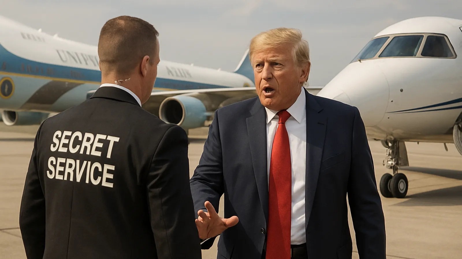 Trump sagt, der Secret Service wollte ihn auf ein anderes Flugzeug bringen.