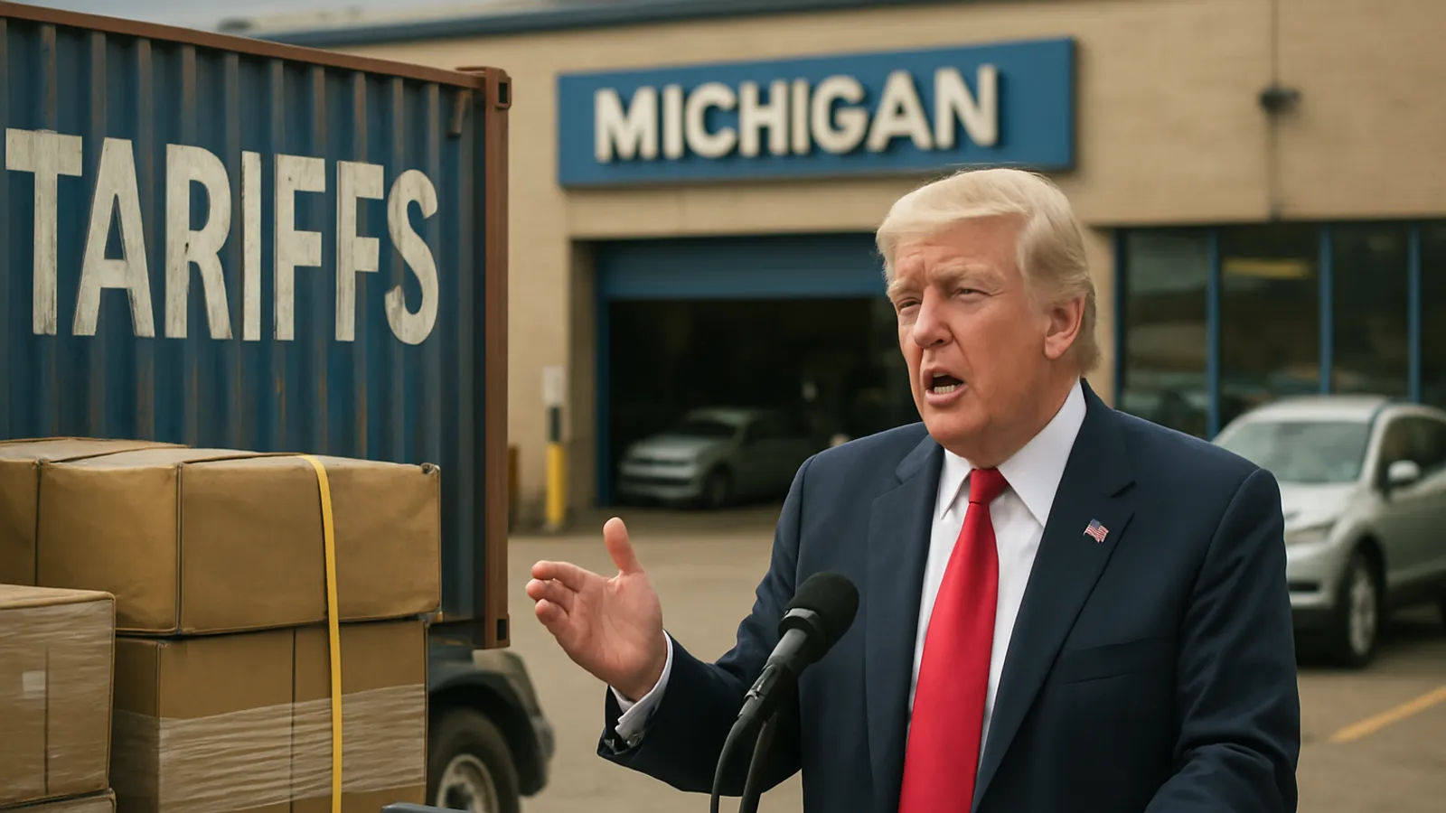 Trump spricht über Zölle und die Wirtschaft in Michigan.