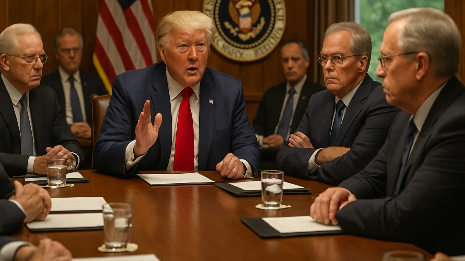 Trump hält erstmals ein live übertragenes Kabinettstreffen in Camp David ab.