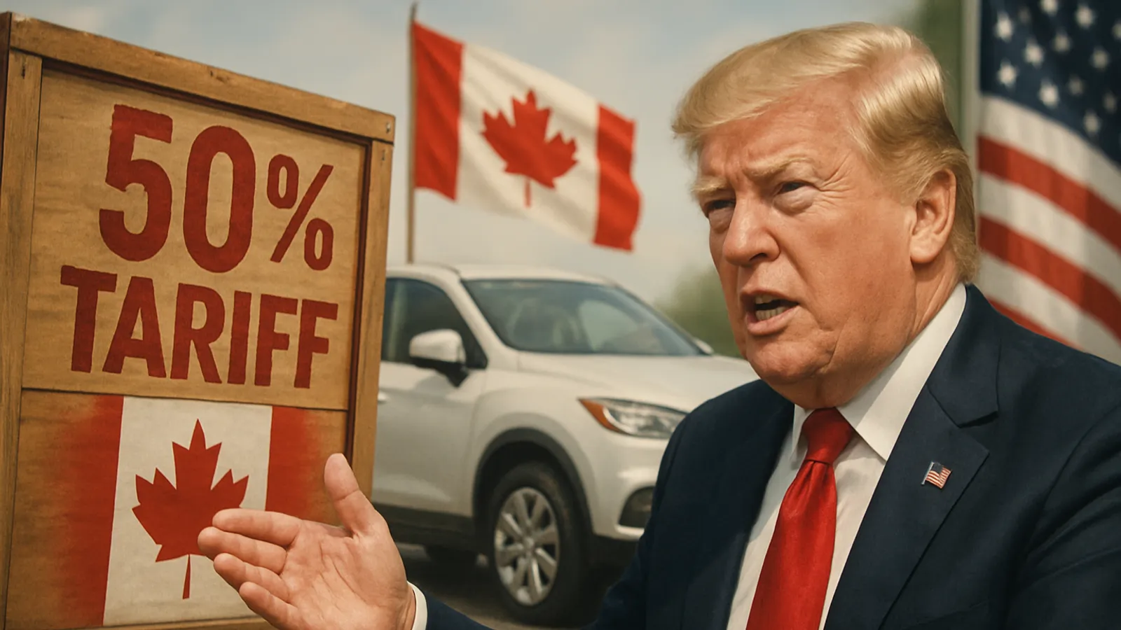 US-Kanada-Handelskonflikt: Trump kündigt 50-Prozent-Zoll auf Autos, Lkw und Stahl aus Kanada an