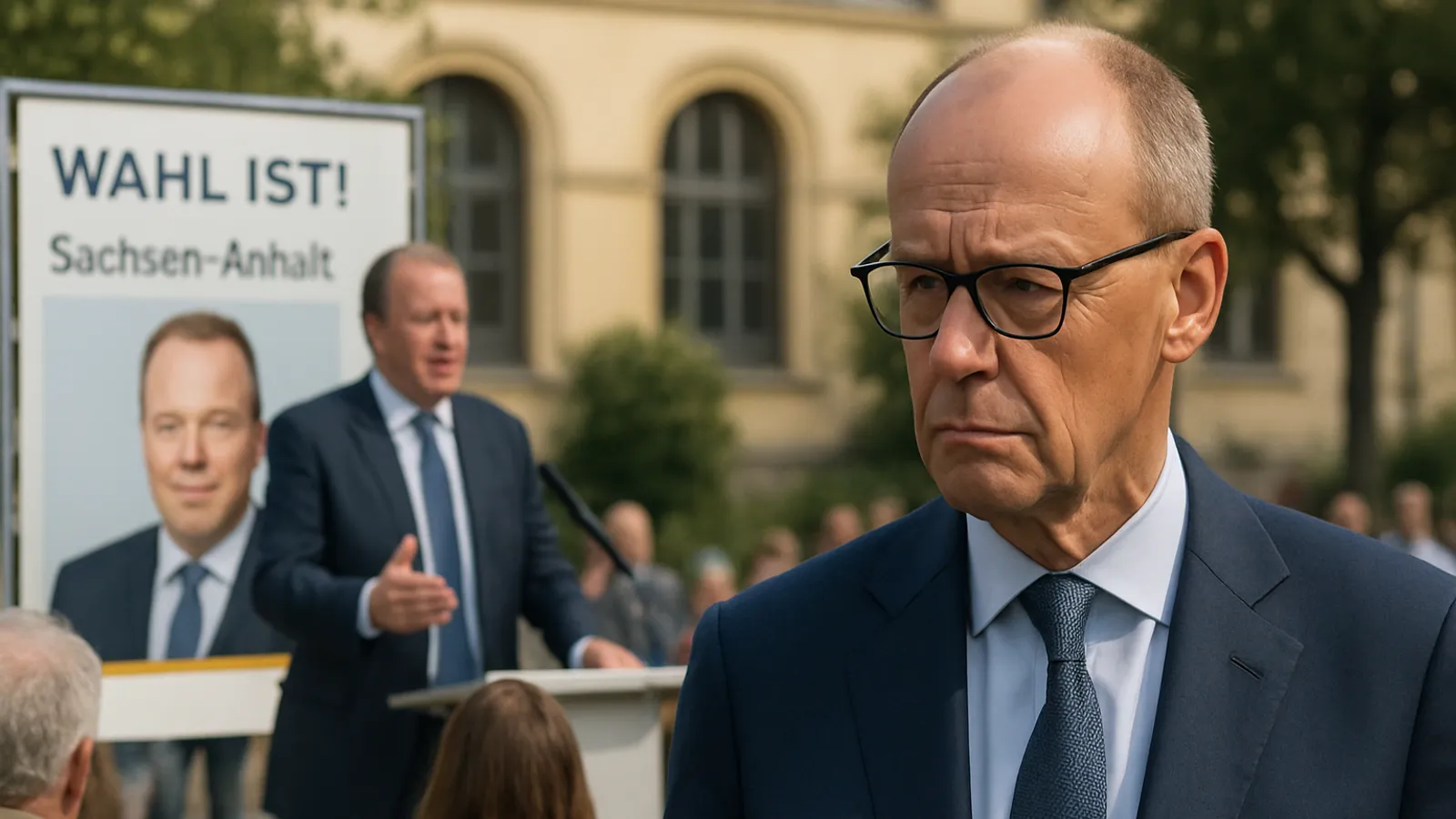 Wahlkampf in Sachsen-Anhalt: Kanzler Merz auf Distanz